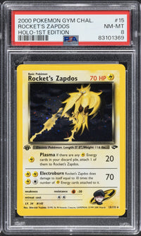 2000 Pokemon Gym Challenge Rocket's Zapdos 15 Holo 1st Edition PSA 8