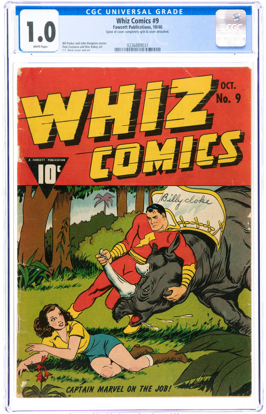 Whiz Comics 9 CGC 1.0 WHITE PAGES