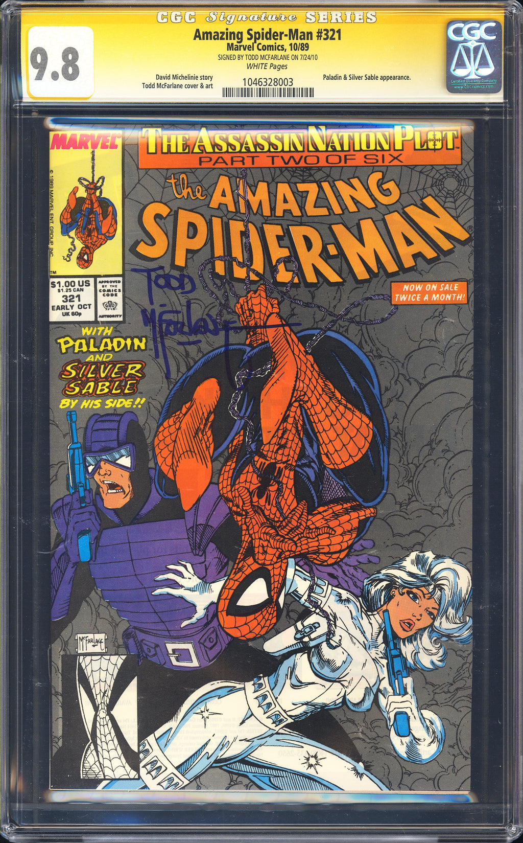 Amazing Spider-Man 321 CGC 9.8 Signed by Todd McFarlane