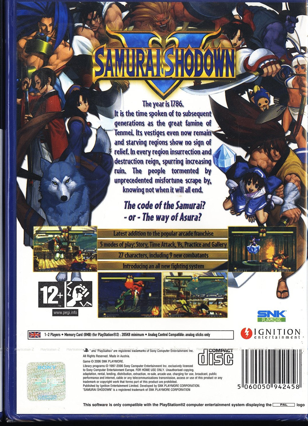 Samurai Shodown (Sony PS2 Playstation, 2010) B PAL SEALED
