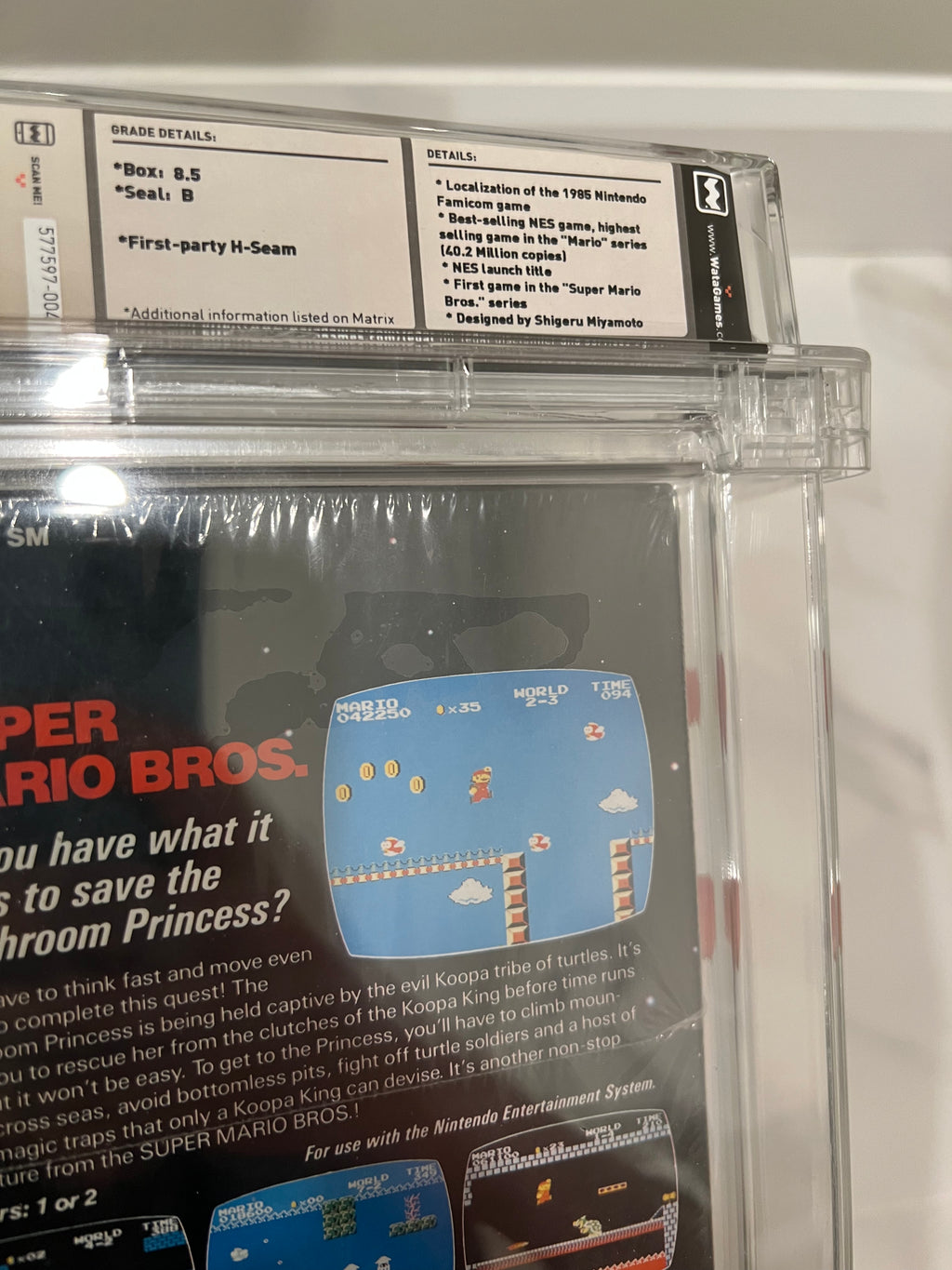 Super Mario Bros - Wata 8.5 B Sealed Later Production NES 1985