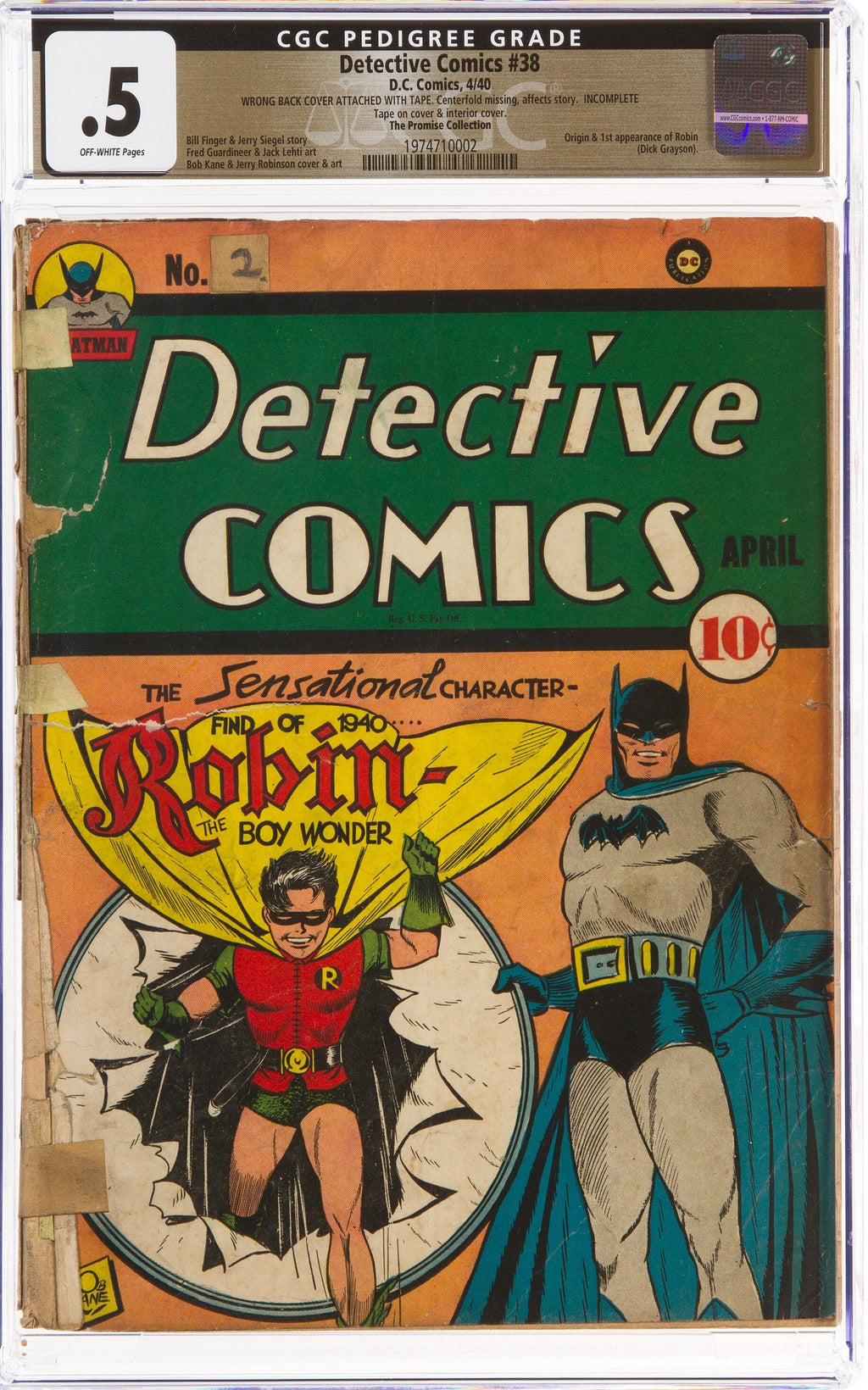 Detective Comics 38 CGC 0.5 (The Promise Collection)