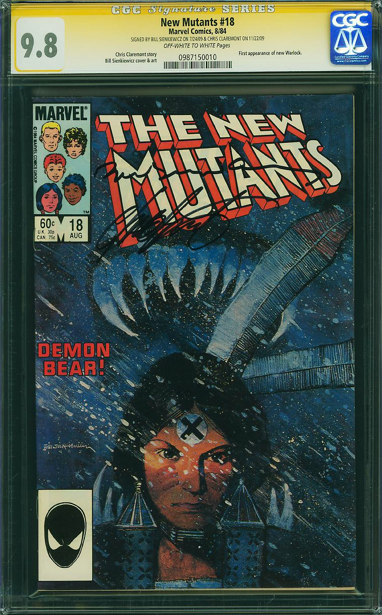 New Mutants 18 CGC 9.8 SS  Chris Claremont & Bill Sienkiewicz