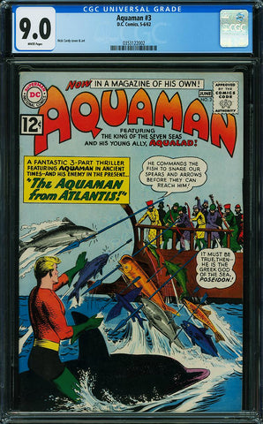 Aquaman 3 CGC 9.0 WHITE PAGES