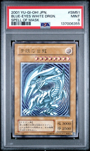 2001 YU-GI-OH! BLUE-EYES WHITE DRAGON SPELL OF MASK SM-51 PSA 9