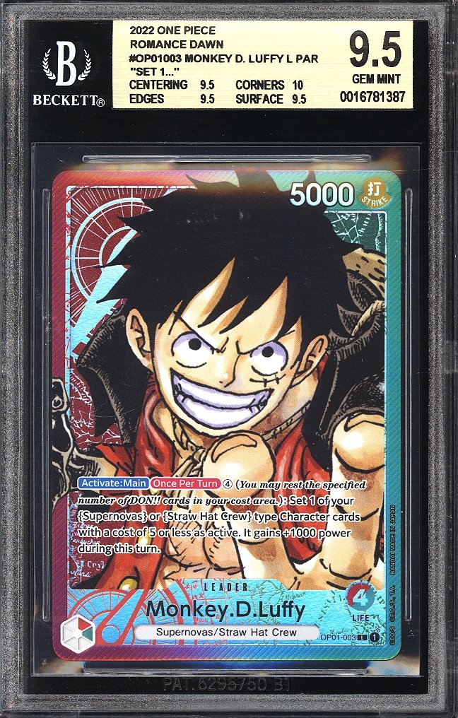 2022 One Piece Monkey D. Luffy OP01-003 Alt Art PRE-ERRATA  BGS 9.5