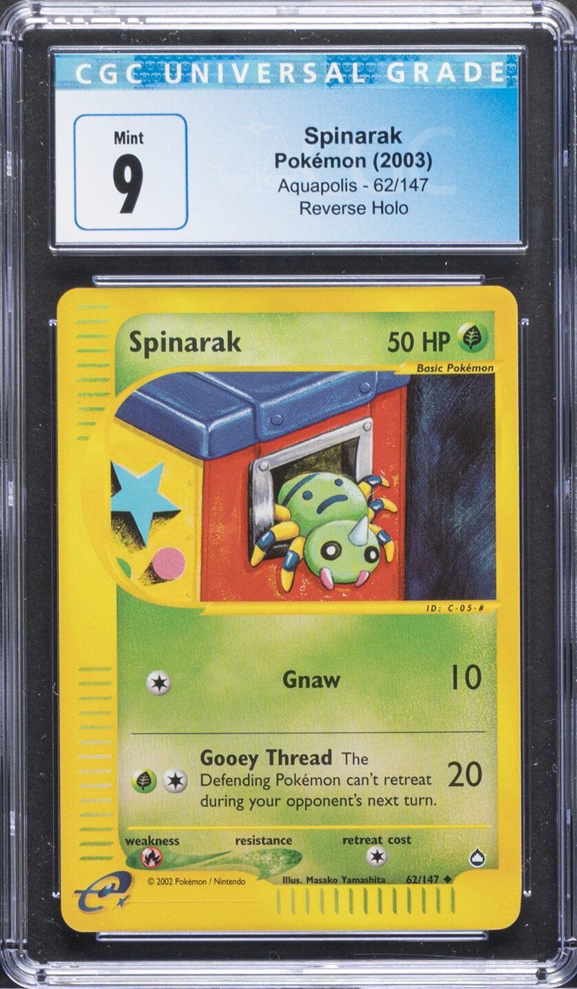 2003 Spinarak Pokemon Aquapolis 62/147 Reverse Holo CGC 9