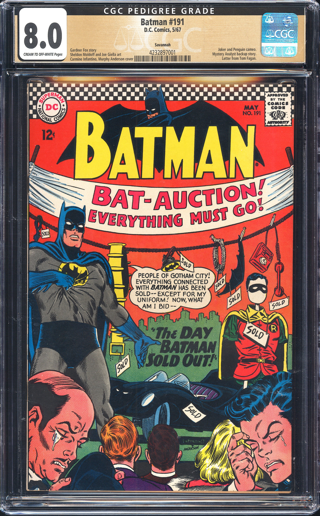 Batman 191 CGC 8.0 Savannah Pedigree