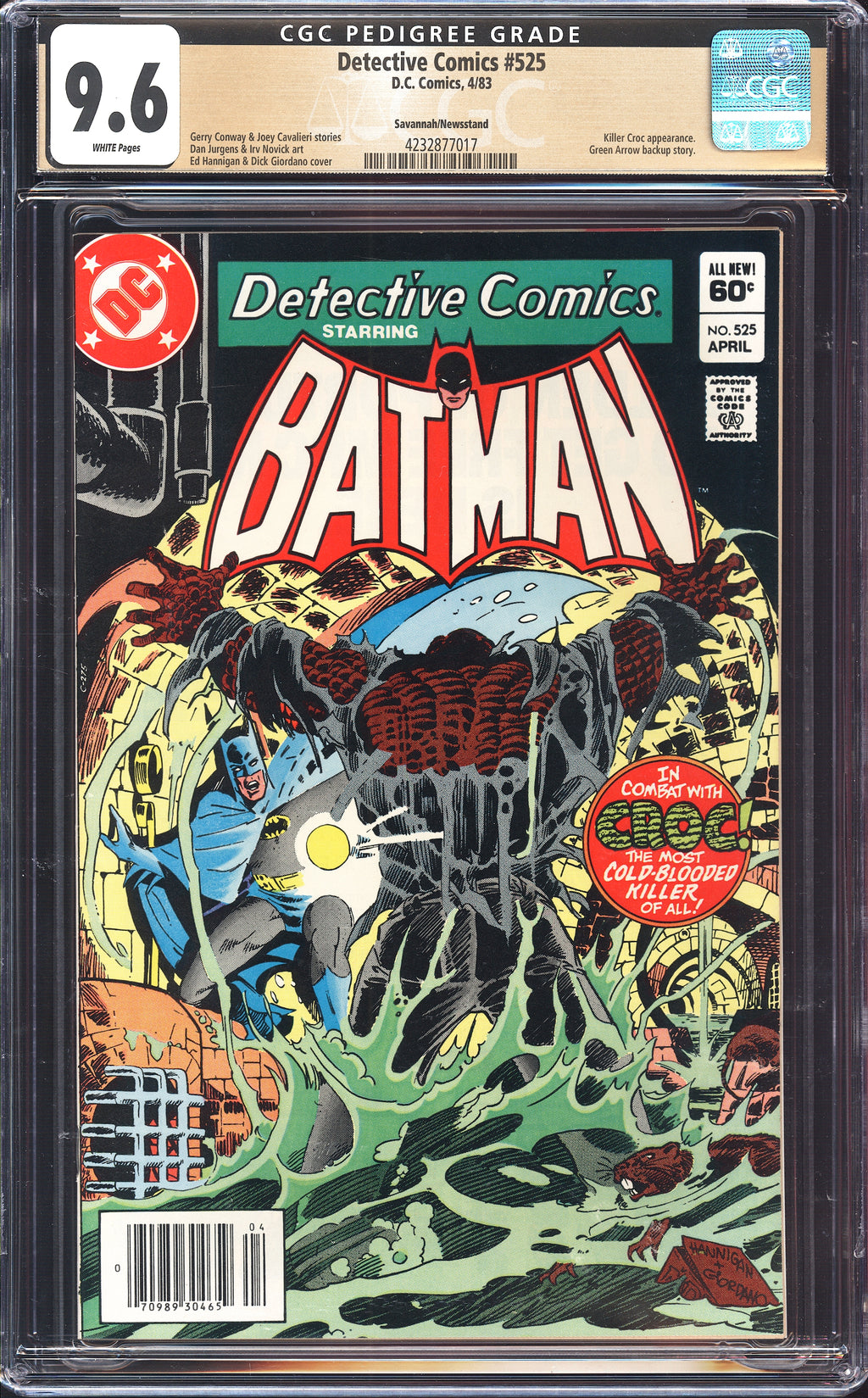 Detective Comics 525 CGC 9.6 Savannah/Newsstand Pedigree