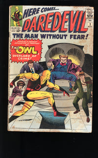 1964 Daredevil 3 VG 1ST APPEARANCE OF THE OWL