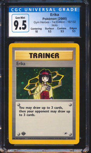 2000 Pokemon Gym Heroes Erika Holo #16/132 CGC 9.5 (1st Edition)