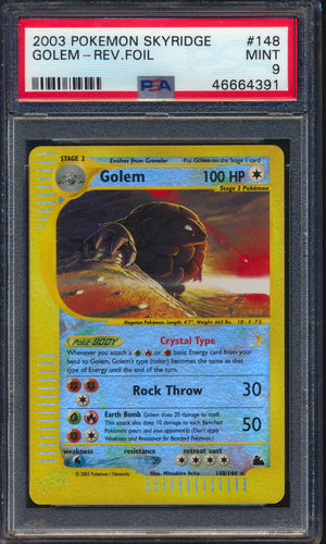 2003 Pokemon Skyridge Golem Reverse Holo #148/144 PSA 9