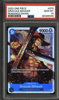 2022 One Piece Dracule Mihawk 070 Romance Dawn PSA 10 PRE-ERRATA