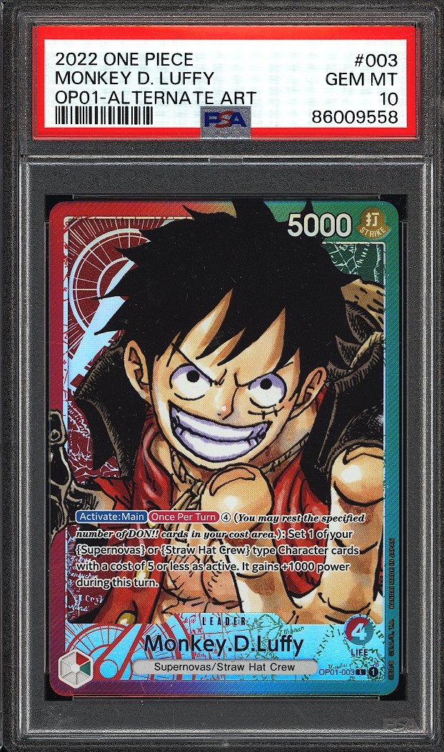 2022 One Piece Monkey D. Luffy 003 Alternate Art PSA 10 PRE-ERRATA