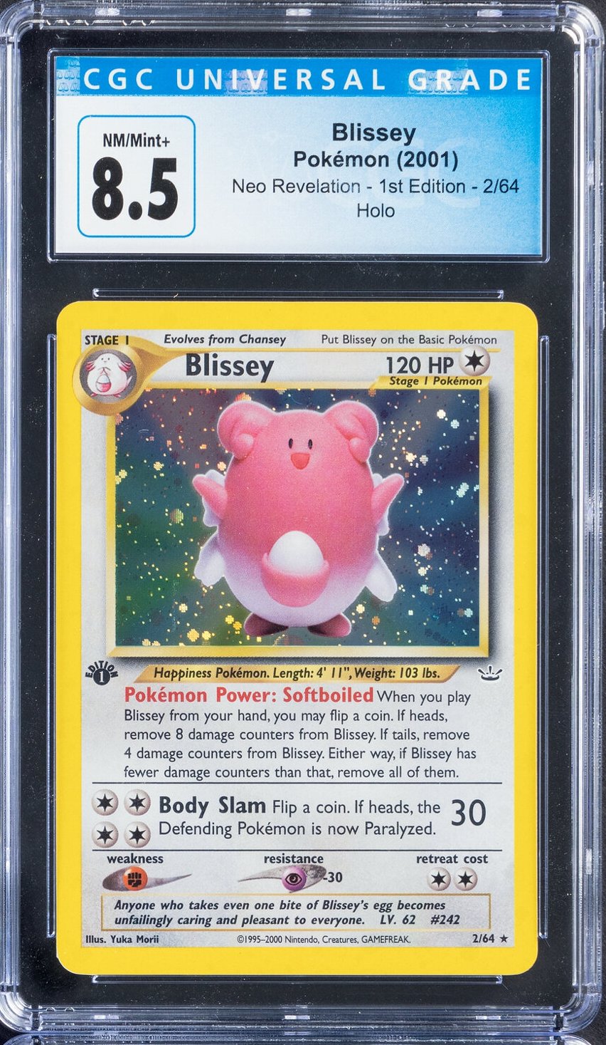 2001 Blissey Pokemon Neo Revelation 2/64 1st Edition Holo CGC 8.5