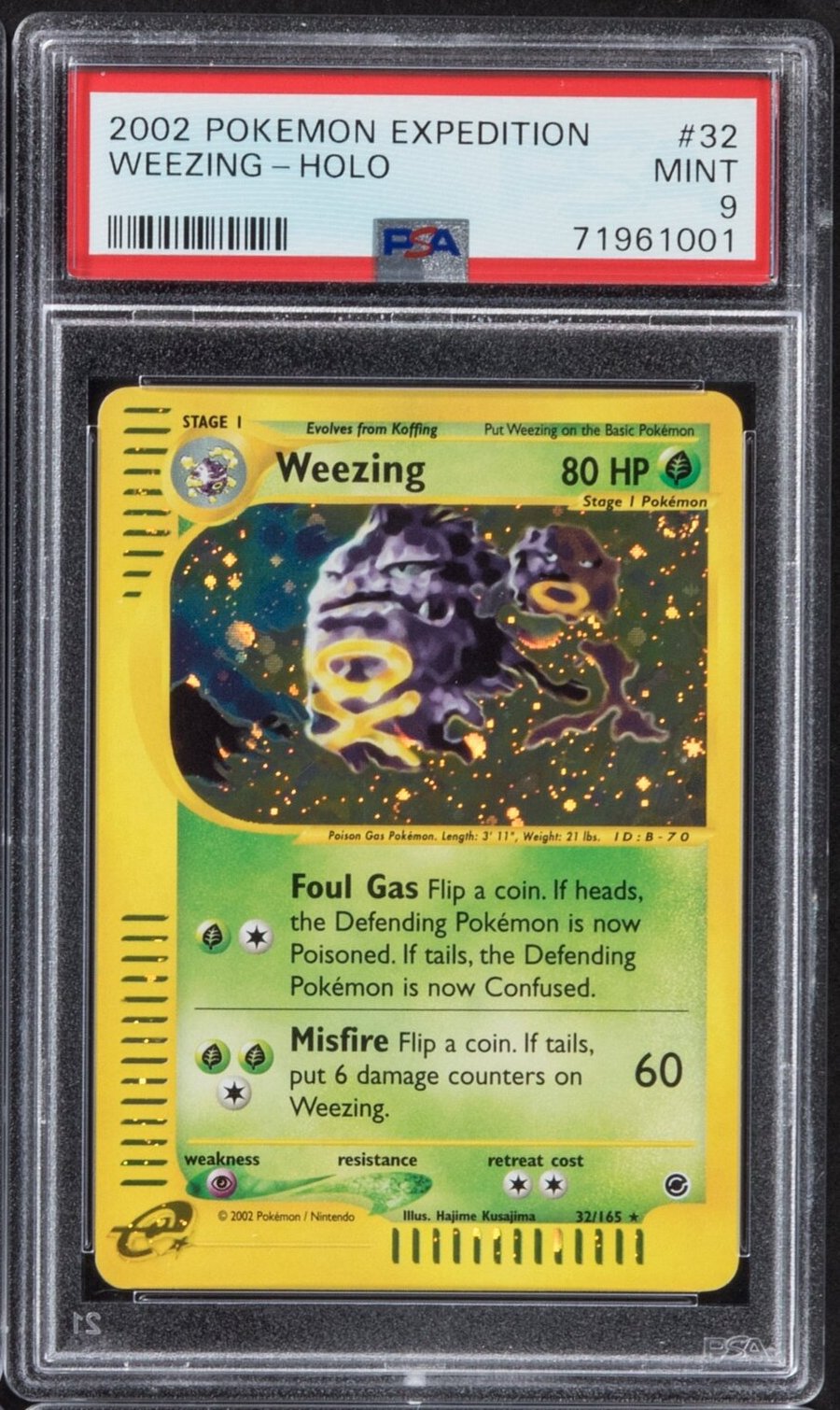 2002 Pokemon Weezing 32 Holo Expedition PSA 9