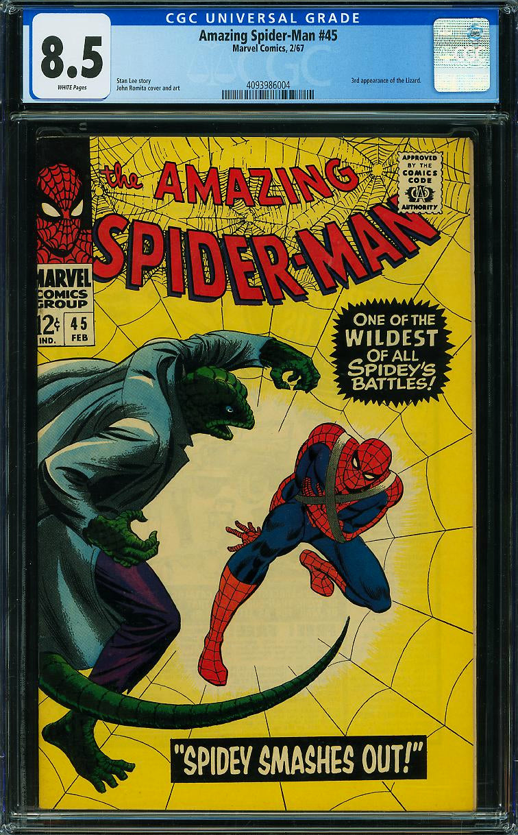 Amazing Spider-Man 45 CGC 8.5 WHITE PAGES