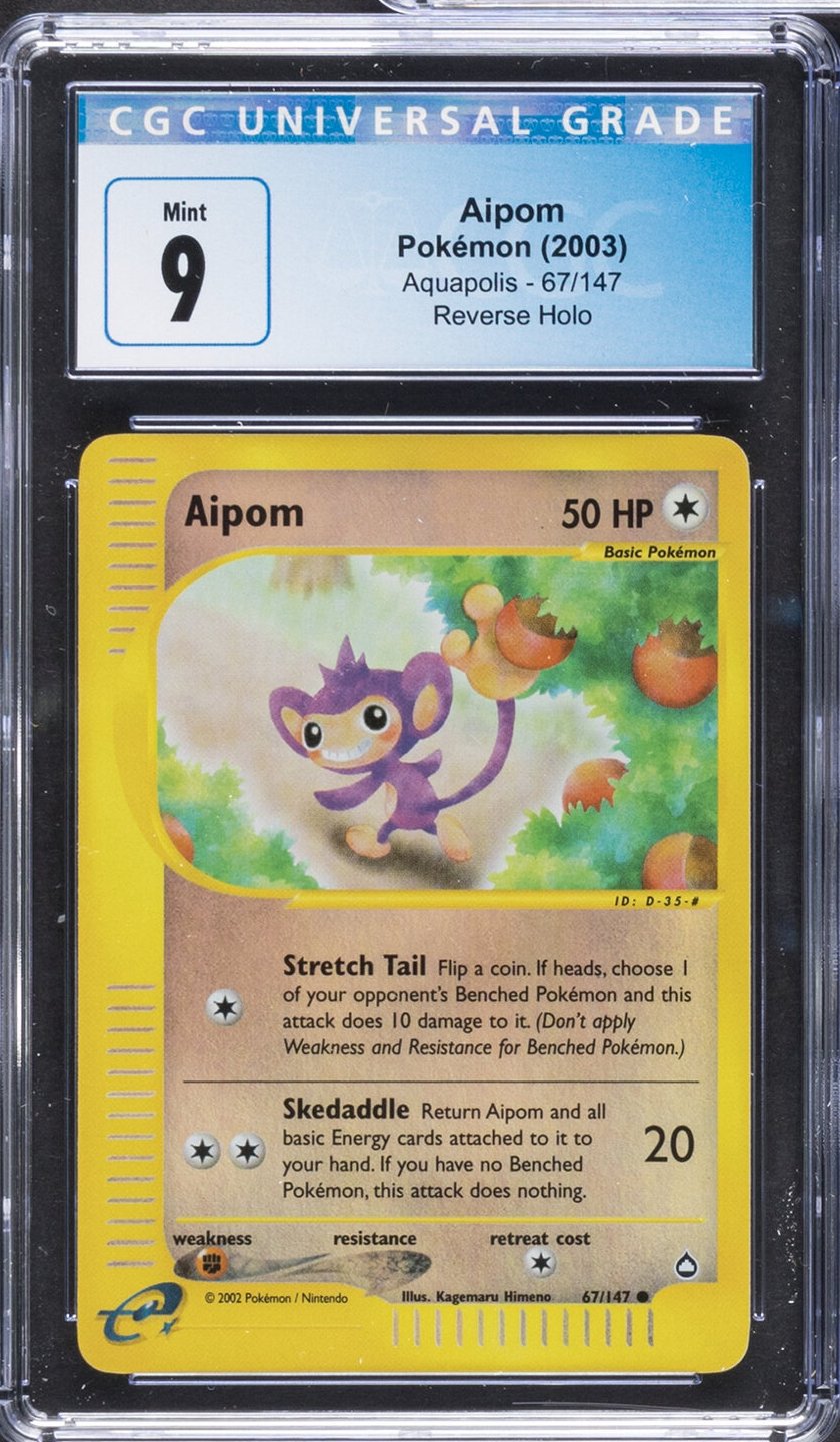 2003 Aipom Pokemon Aquapolis 67/147 Reverse Holo CGC 9