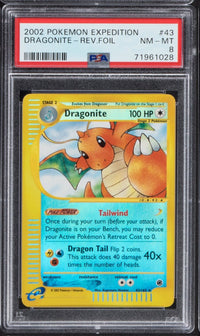 2002 Pokemon Dragonite Rev Foil 43 Expedition PSA 8