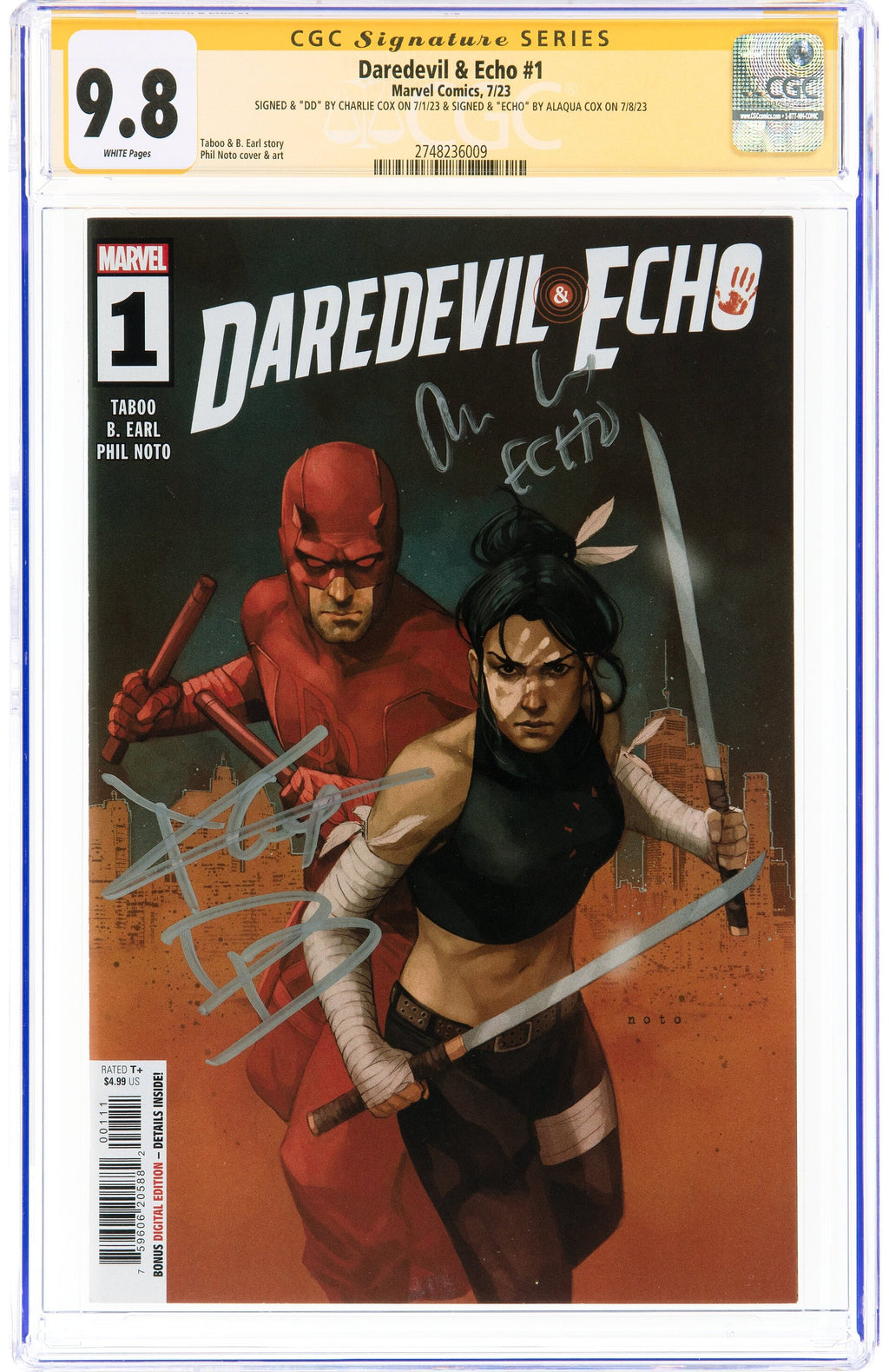 Daredevil & Echo 1 CGC 9.8 SS REMARK CHARLIE COX & ALAQUA COX