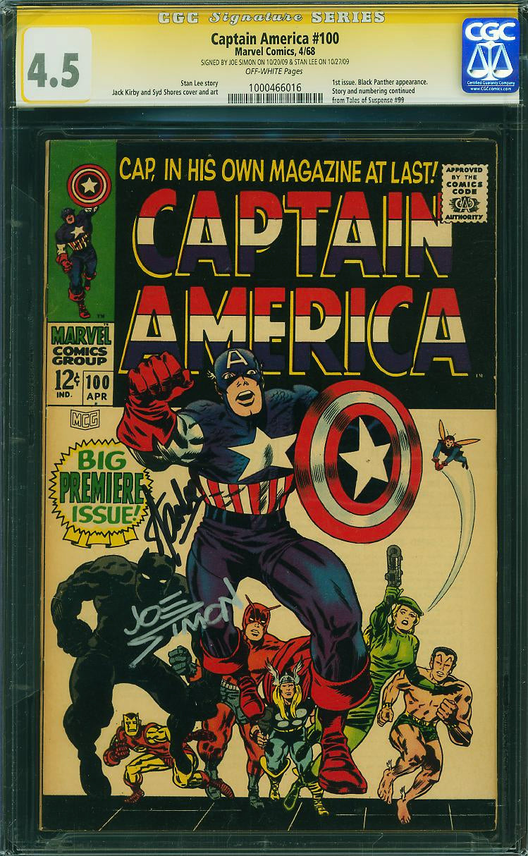 Captain America 100 CGC 4.5 SS STAN LEE