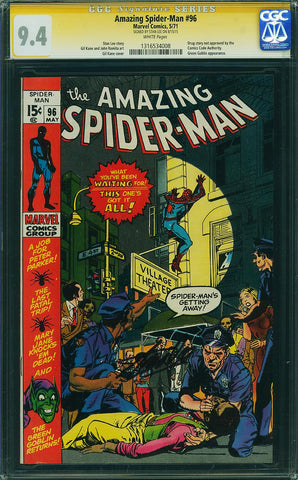 Amazing Spider-Man 96 CGC 9.4 SS STAN LEE WHITE PAGES