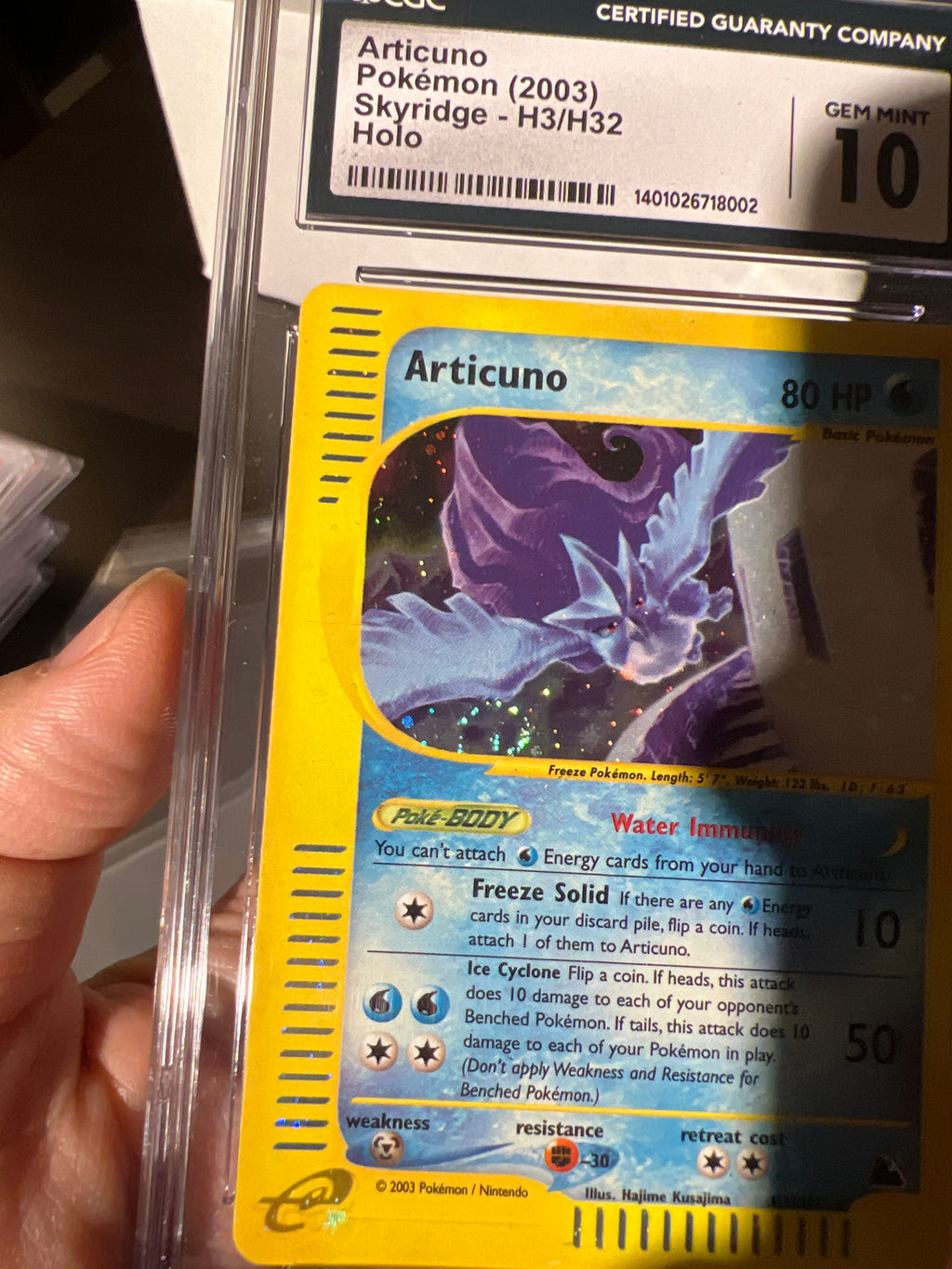 2003 Pokemon Articuno H3 Skyridge CGC 10 Swirl