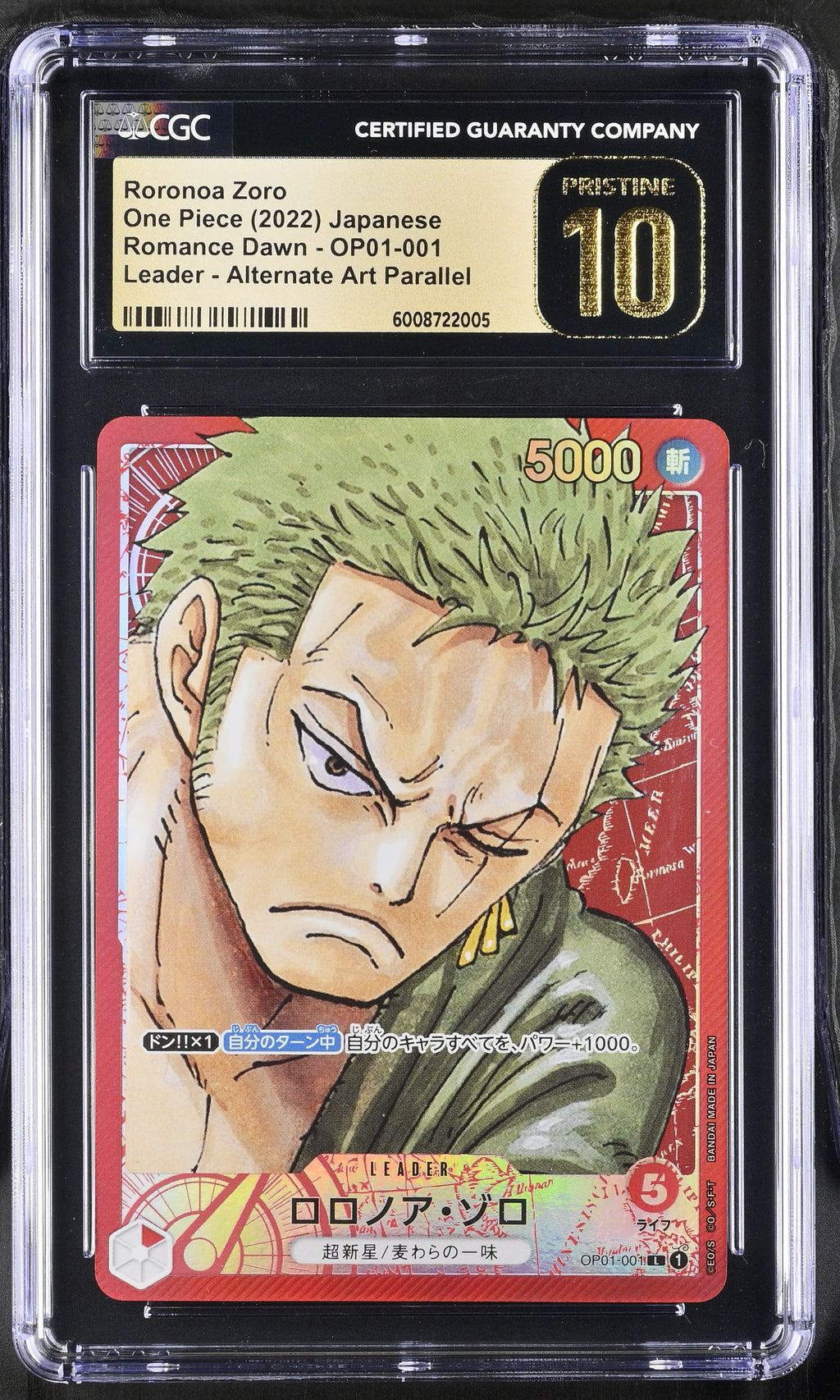 2022 One Piece Roronoa Zoro OP01-001 Romance Dawn Leader Japanese CGC 10