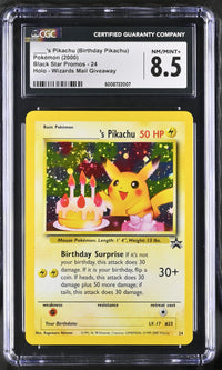 2000 Pokemon (Birthday Pikachu) 24 Black Star Promos CGC 8.5 SWIRL