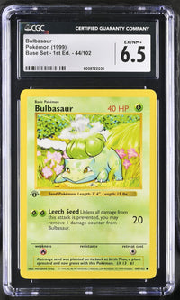 1999 Pokemon Bulbasaur 44/102 Base Set - 1st EdITION. CGC 6.5