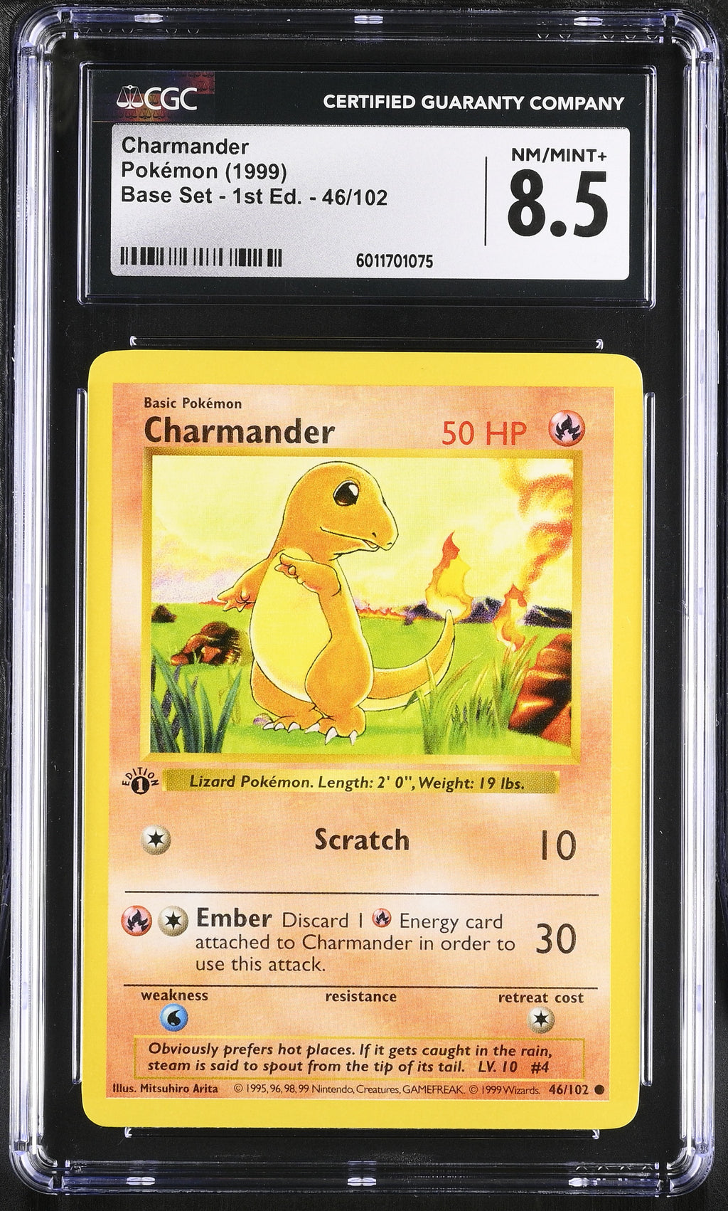 2006 Pokemon Charmander 46/102 1999 Base Set 1st Edition CGC 8.5