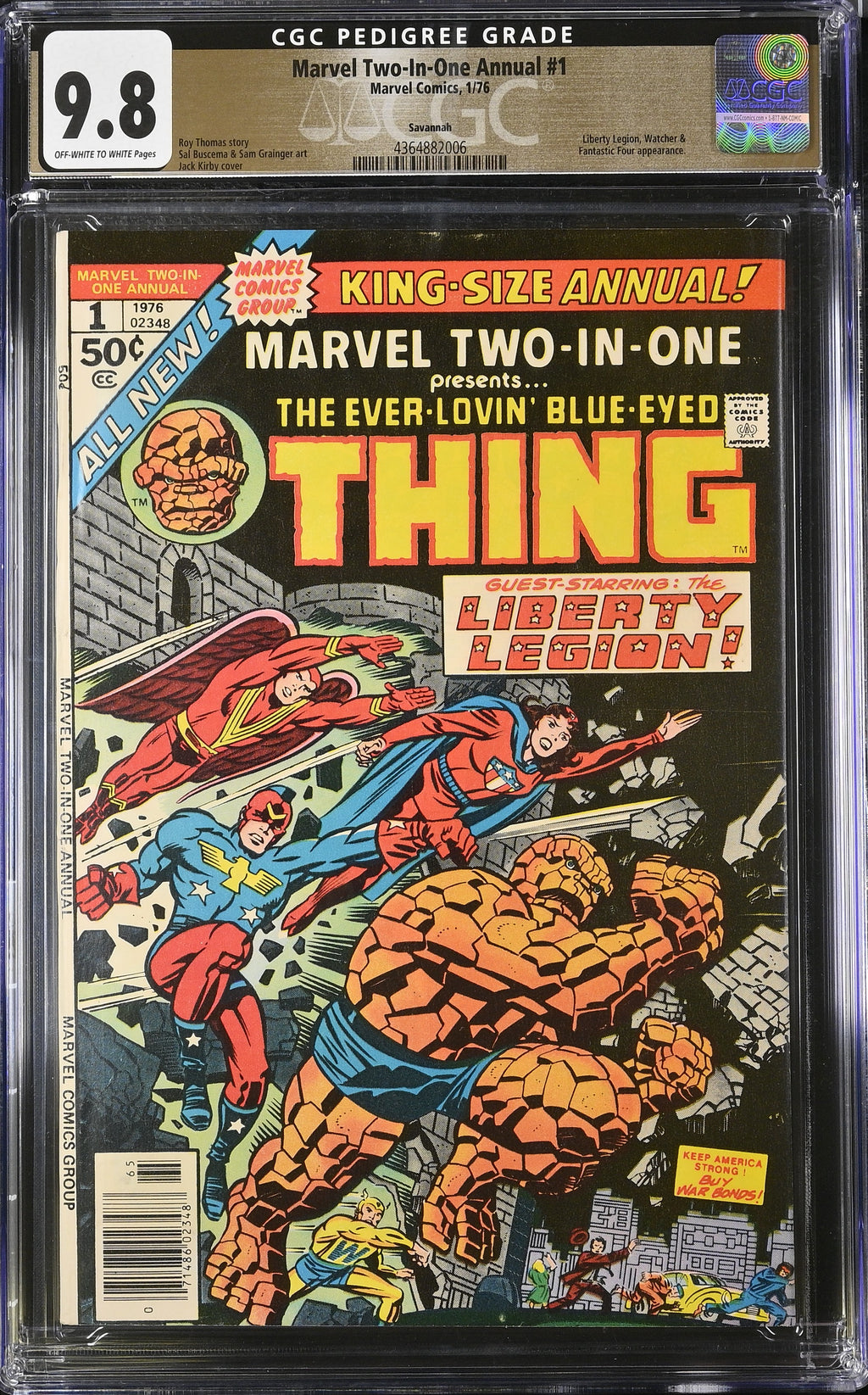 Marvel Two-In-One Annual 1 CGC 9.8 Savannah