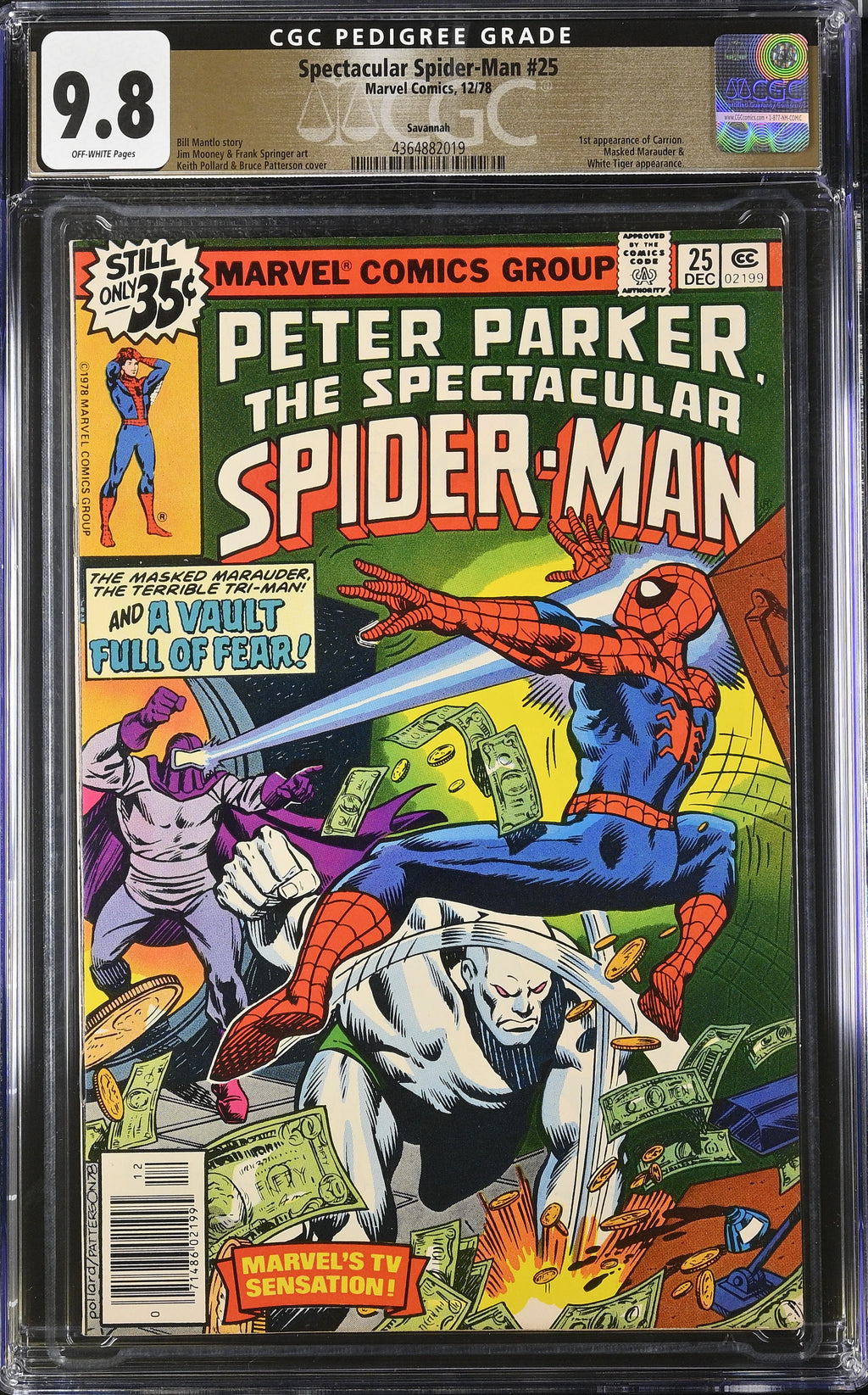 Spectacular Spider-Man 25 CGC 9.8 Savannah PEDIGREE