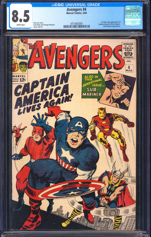 Avengers 4 CGC 8.5 WHITE PAGES