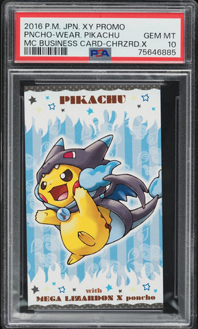 Pokemon 2016 Japanese PSA 10 Poncho Wearing Pikachu Business Card Charizard X