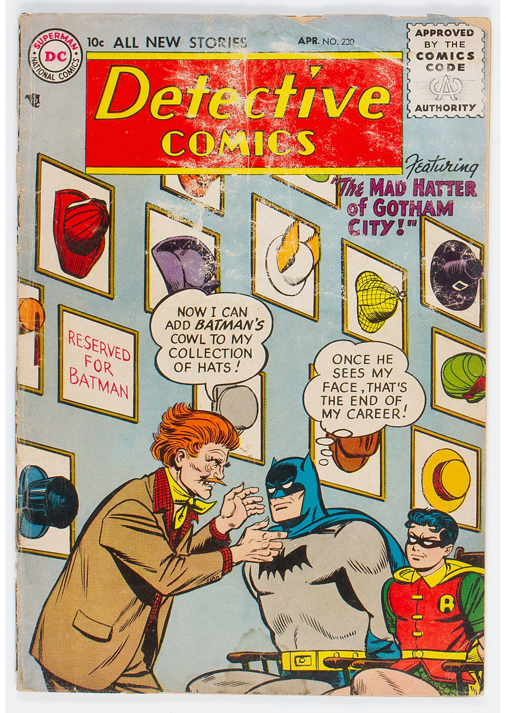 1956 Detective Comics 230 LOWER GRADE - 1ST APPEARANCE OF MAD HATTER