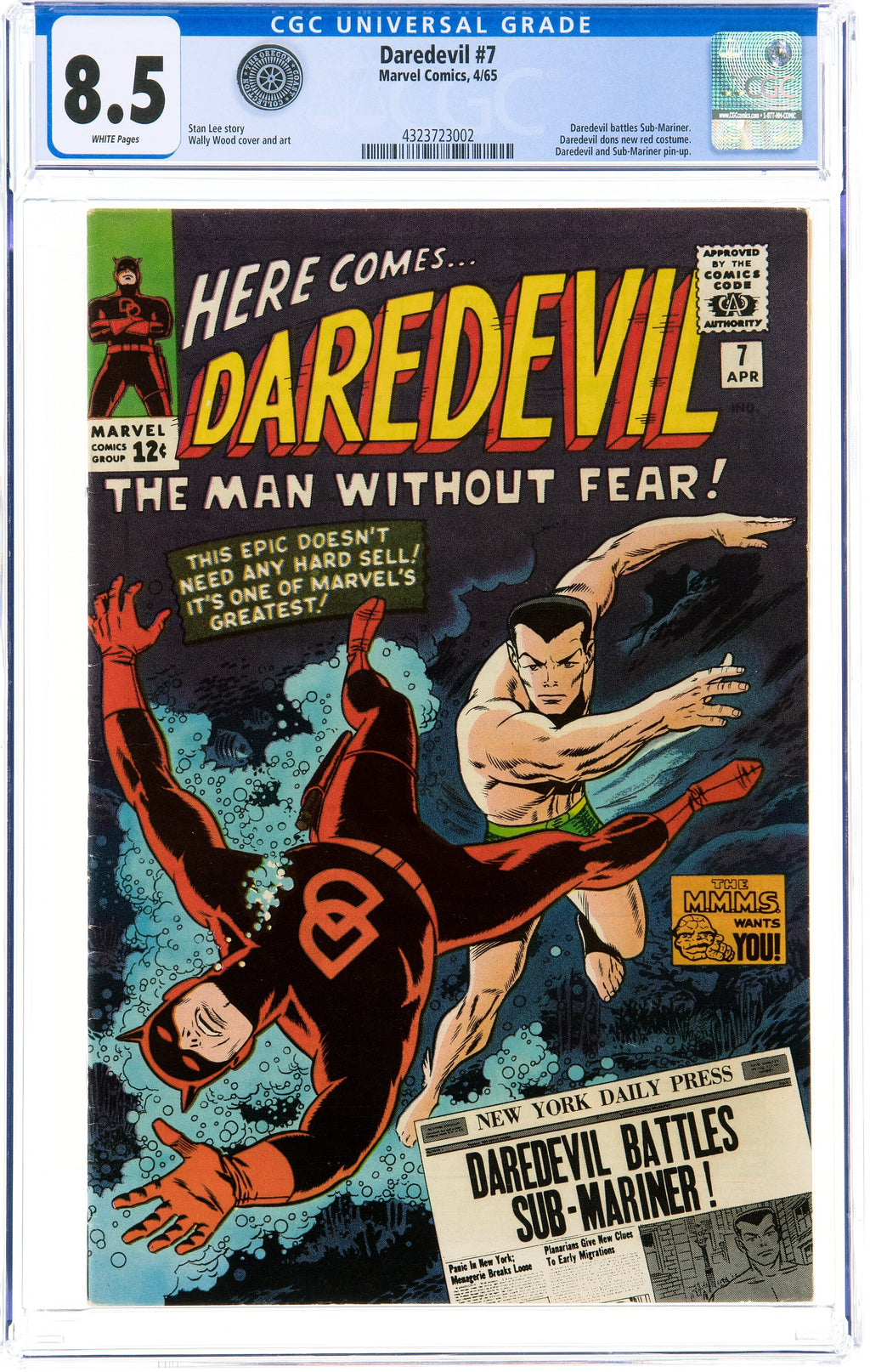 DAREDEVIL 7 CGC 8.5 WHITE PAGES