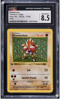 1999 Pokemon Hitmonchan 7/102 1st Edition Base Set CGC 8.5