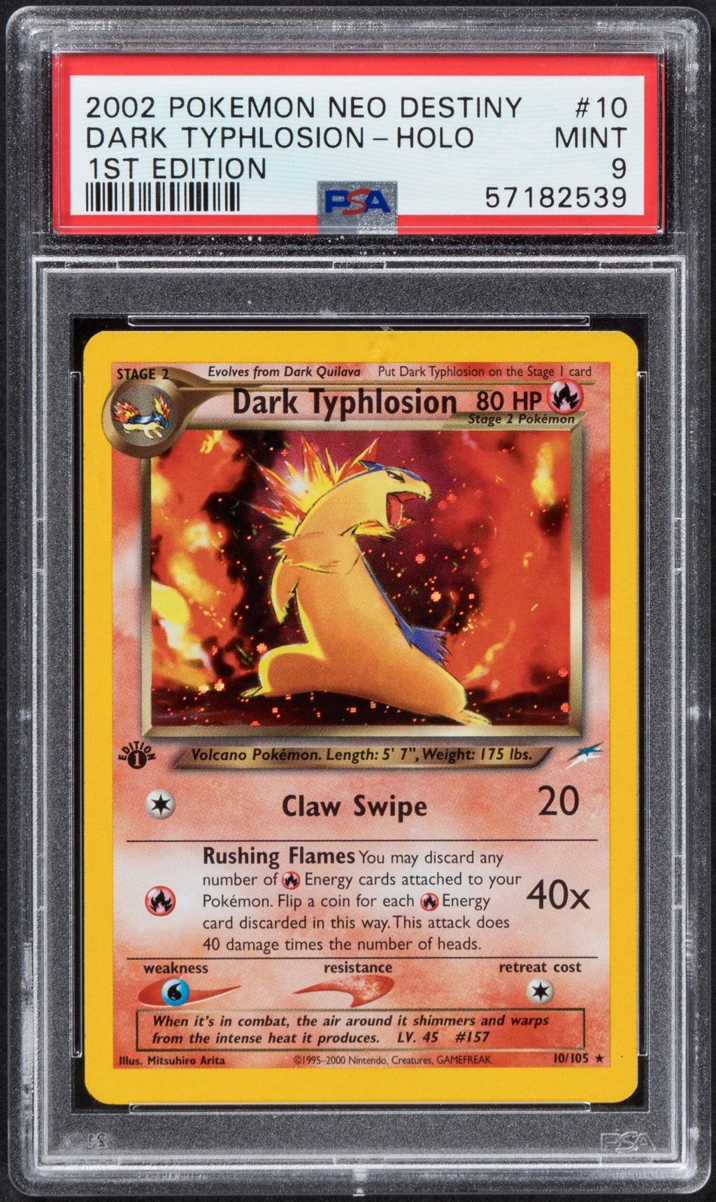 2002 Pokemon Dark Typhlosion 10 Holo Neo Destiny 1st Edition PSA 9