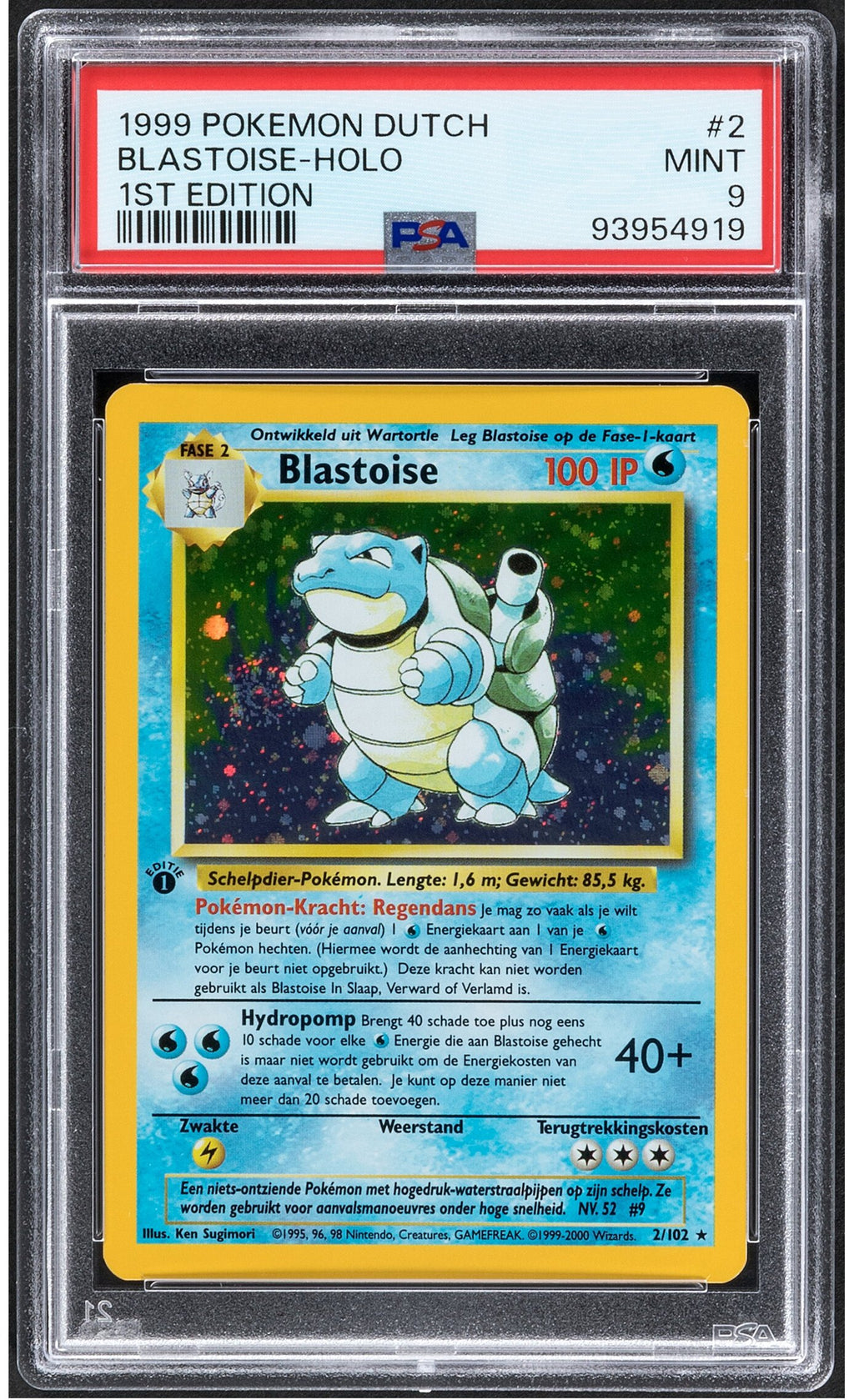 1999 Pokemon Blastoise 2 Dutch 1st Edition Base Set PSA 9 SWIRL