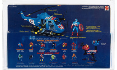 1984 Mattel Marvel Secret Wars Turbocopter with Captain America CAS AFA 75+