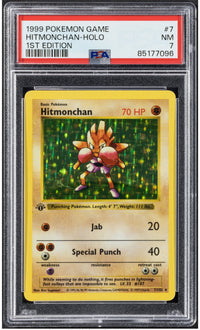 1999 Pokemon BASE SET Game Hitmonchan Holo 1st Edition PSA 7