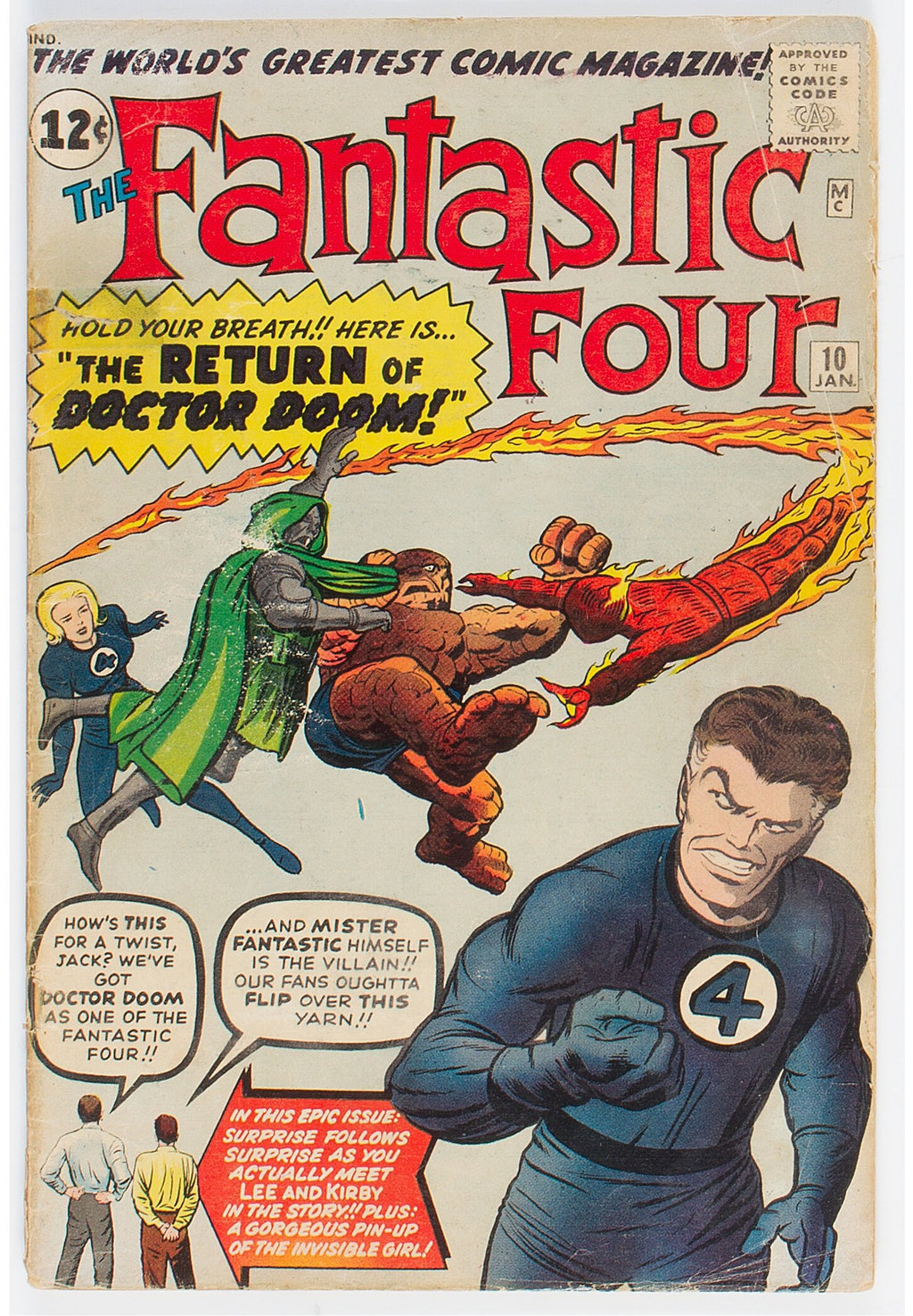 1963 Fantastic Four 10 LOWER GRADE - JACK KIRBY AND STAN LEE APPEARANCE