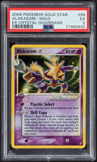 2006 Pokemon Gold Star Alakazam Holo 99 EX Crystal Guardians PSA 5