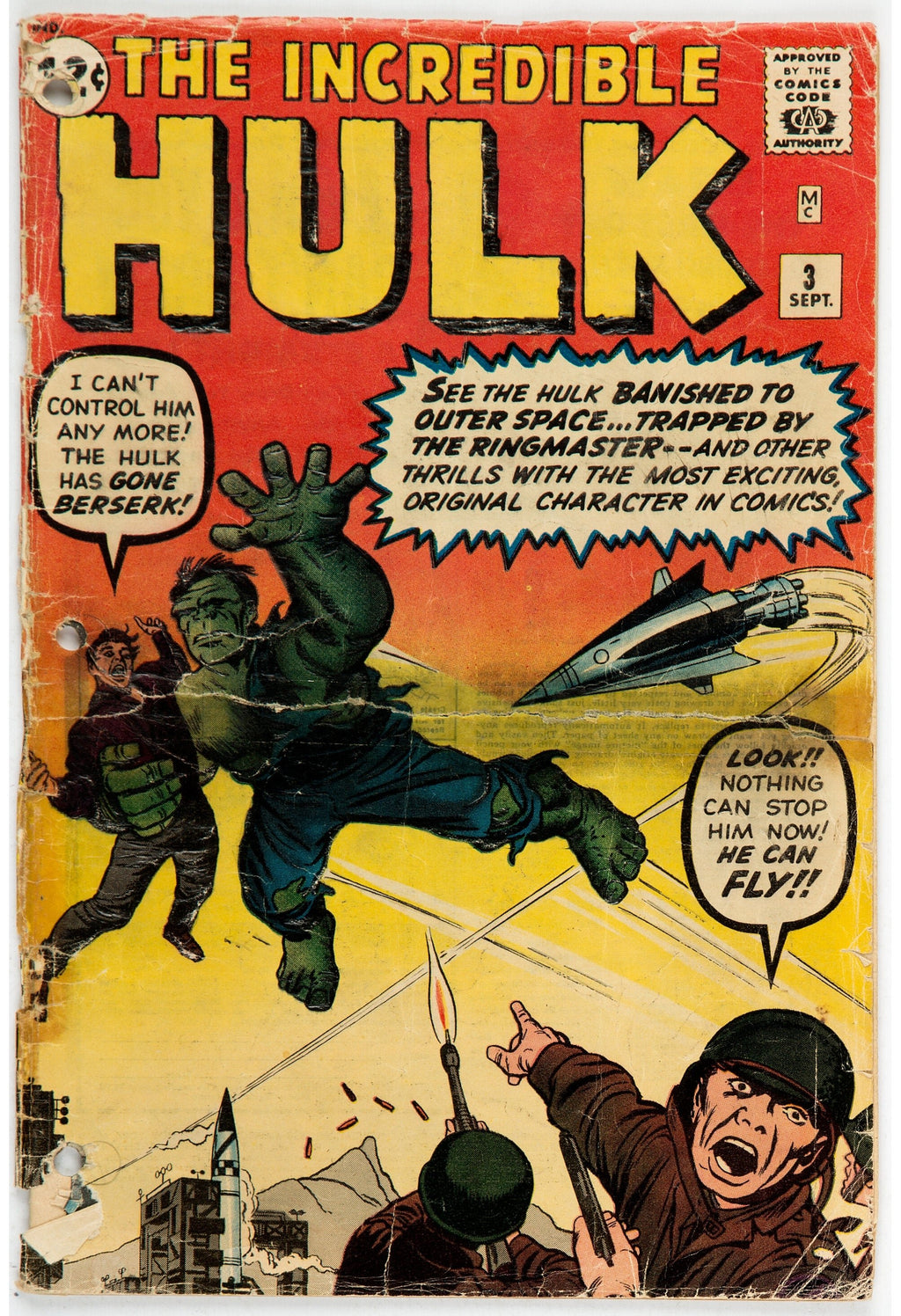 1962 The Incredible Hulk 3 LOW GRADE - 1ST APPEARANCE OF RING MASTER