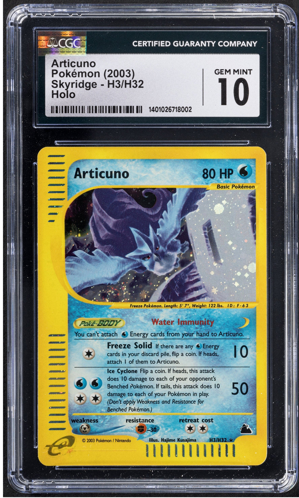 2003 Pokemon Articuno H3 Skyridge CGC 10 Swirl