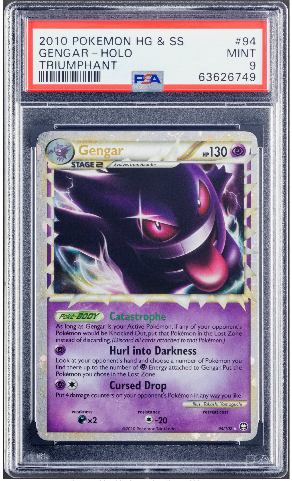 2010 Gengar Triumphant Holo 94 PSA 9