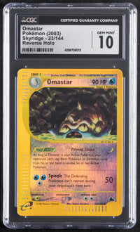 2003 Omastar Pokemon Skyridge 23/144 Reverse Holo CGC 10