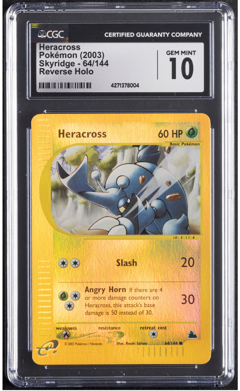 2003 Heracross Pokemon Skyridge 64/144 Reverse Holo CGC 10