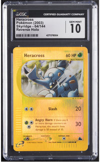 2003 Heracross Pokemon Skyridge 64/144 Reverse Holo CGC 10